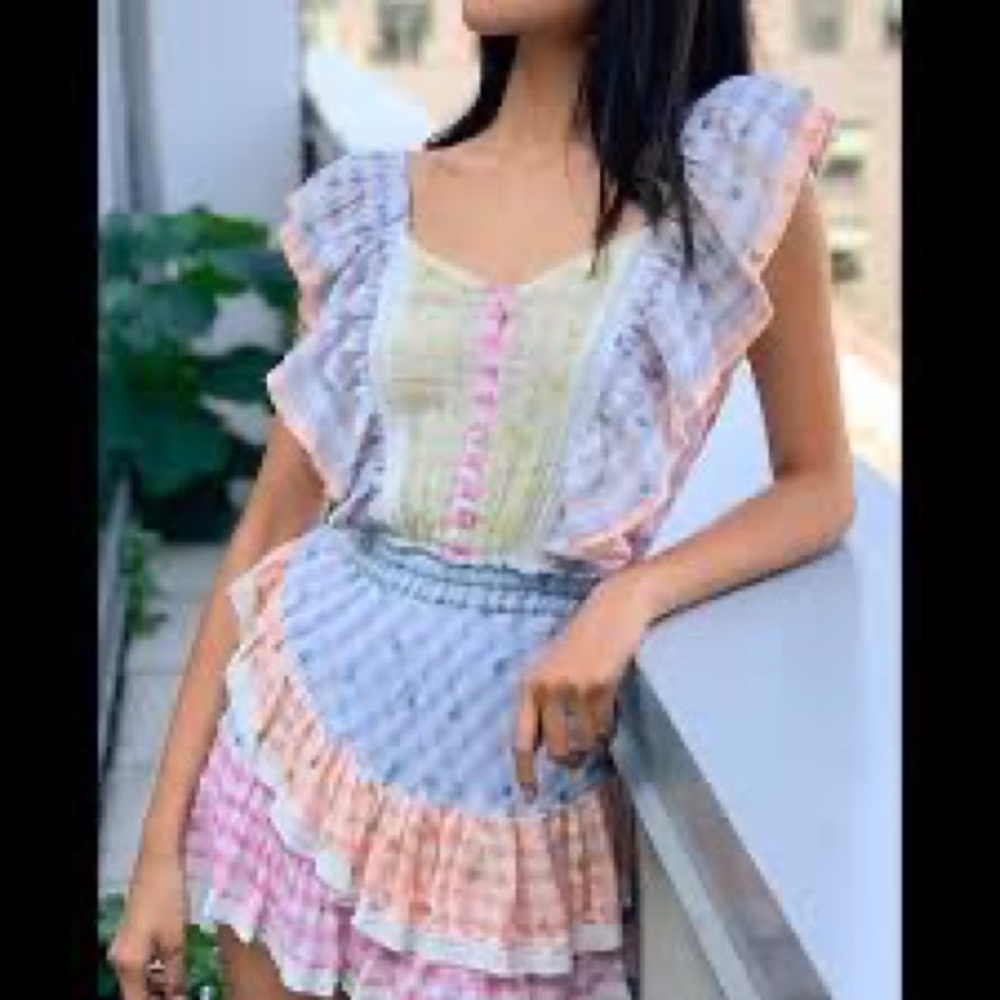 Loveshackfancy Leon Dress, size S, color: multi rosebud check